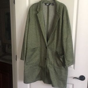 Lands end green tweed fleece coat never worn